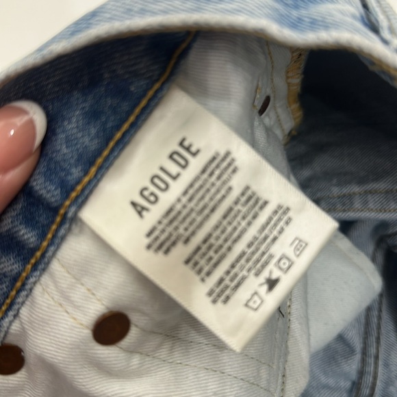 AGOLDE Parker raw hem button fly denim shorts size 32. - Picture 6 of 7